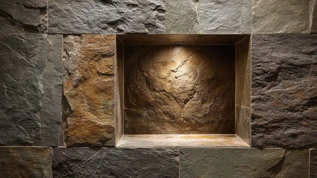 textured stone niche