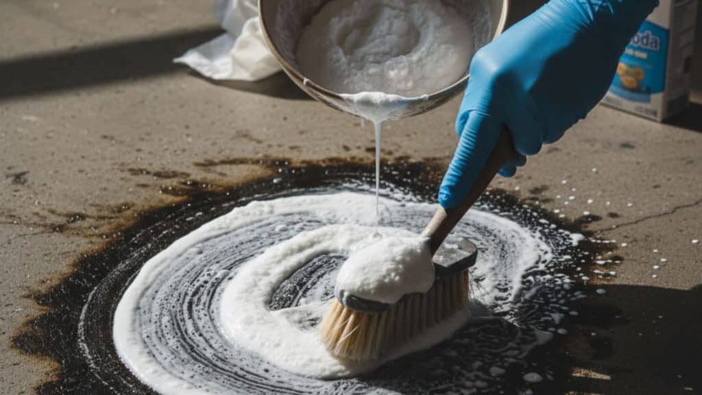 baking soda and vinegar paste on oil stain