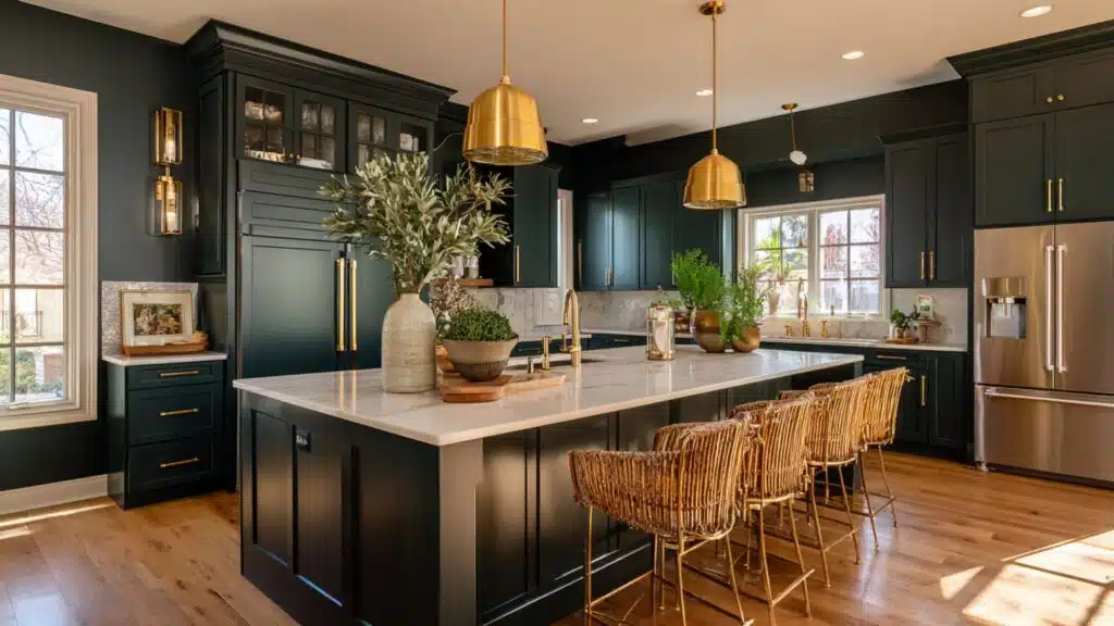 dark green and gold accents for luxury styling
