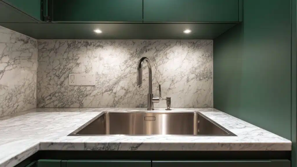 dark green with a modern undermount sink