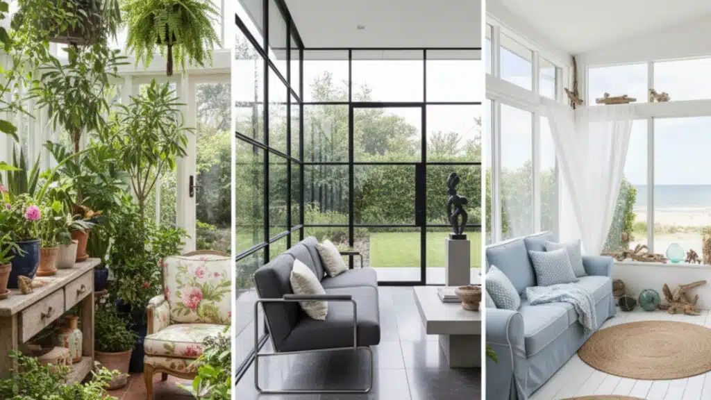different design styles of conservatory sunroom