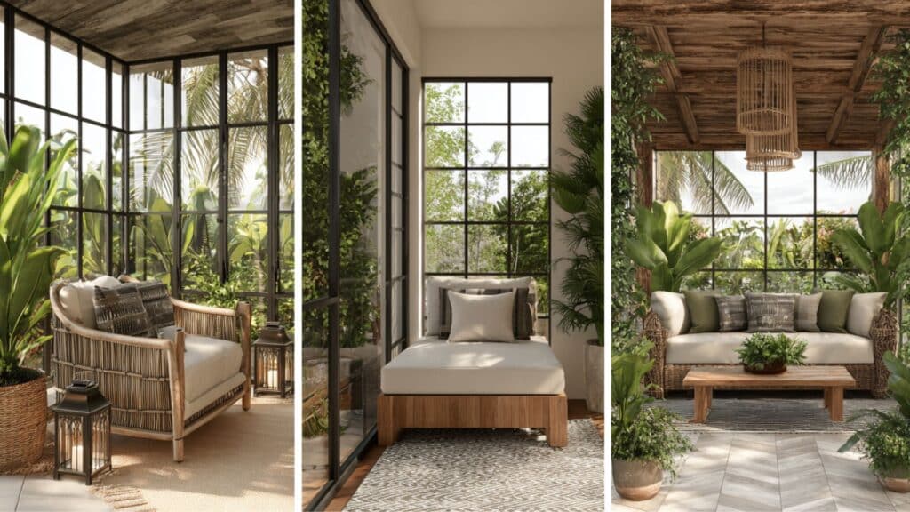 different design styles of enclosed patio screen room