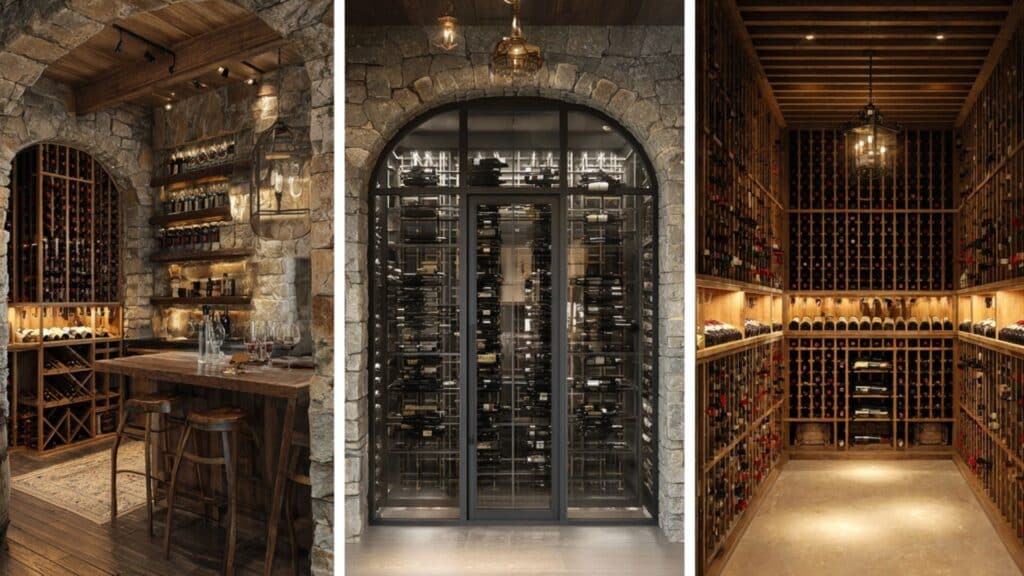different design styles of wine cellar