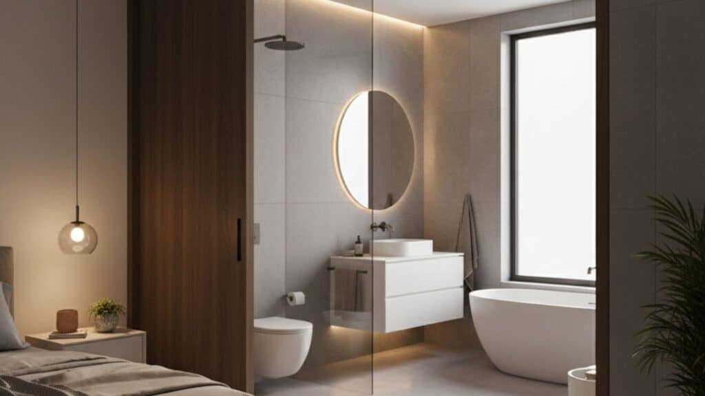 key features of an ensuite bathroom