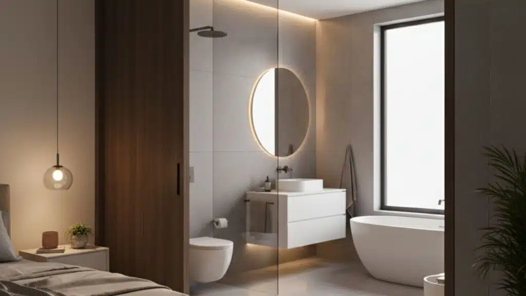 key features of an ensuite bathroom