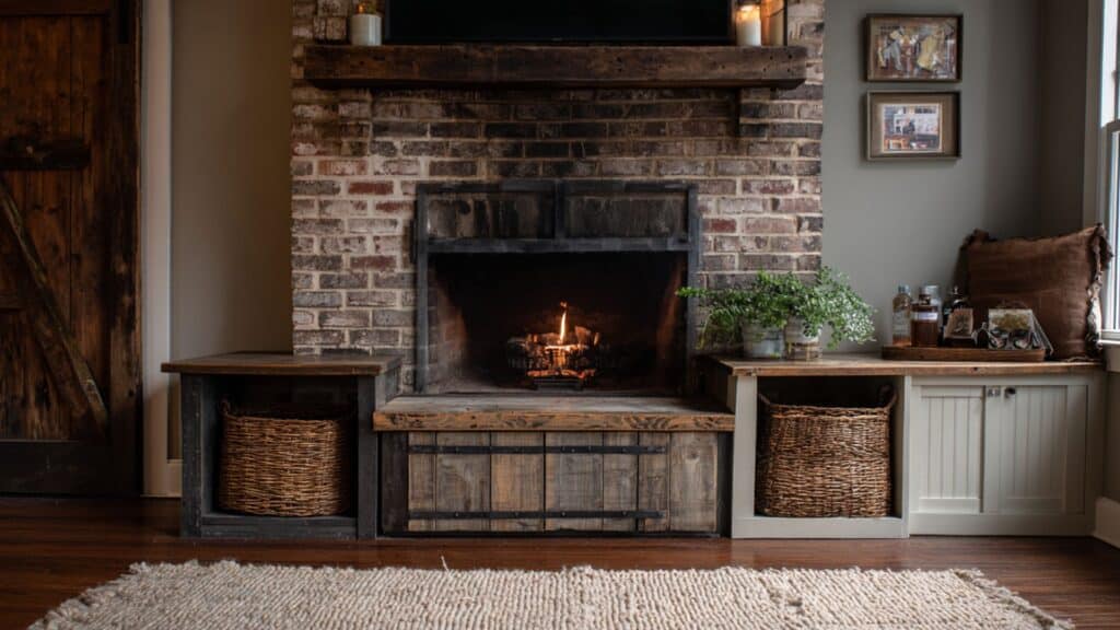reclaimed wood hearth extension cabinet