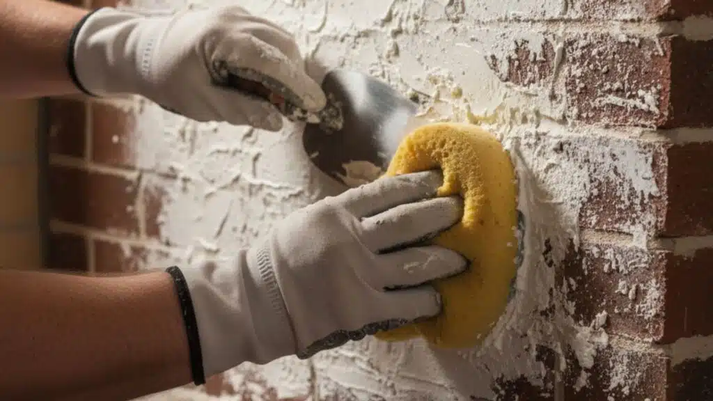 rustic german smear with white mortar