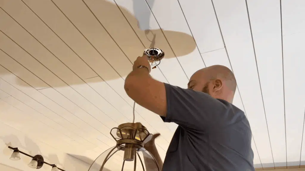 step five finish holes touch up And rehang lights