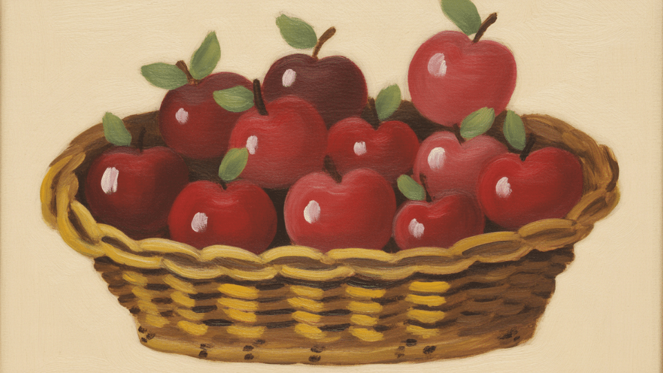 a basket of freshly picked apples