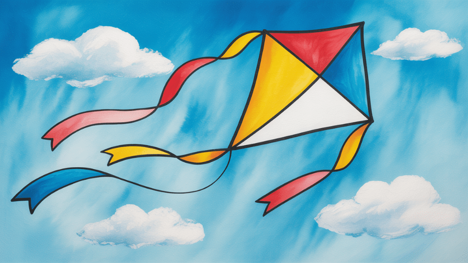 a kite flying in an open sky