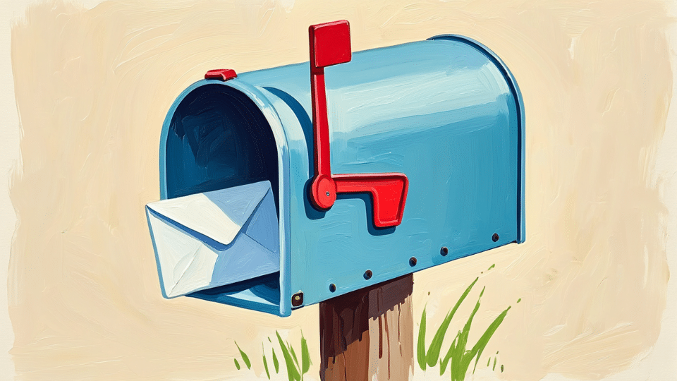 a mailbox with a letter peeking out