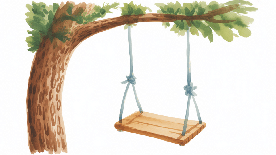 a swing hanging from a tree