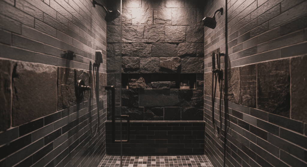 charcoal slate tile shower