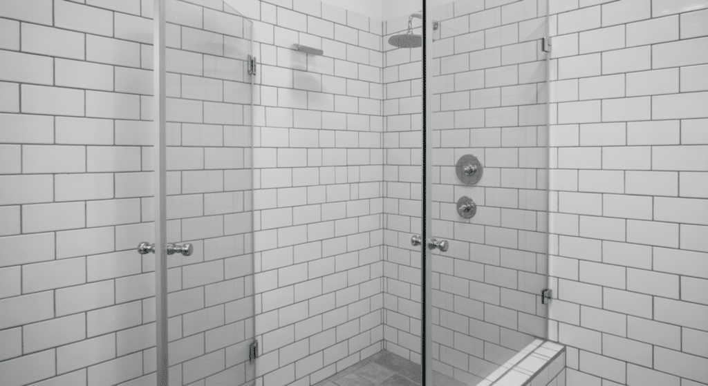 classic white subway tile shower