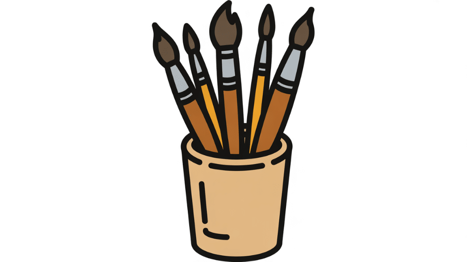 cup of paintbrushes