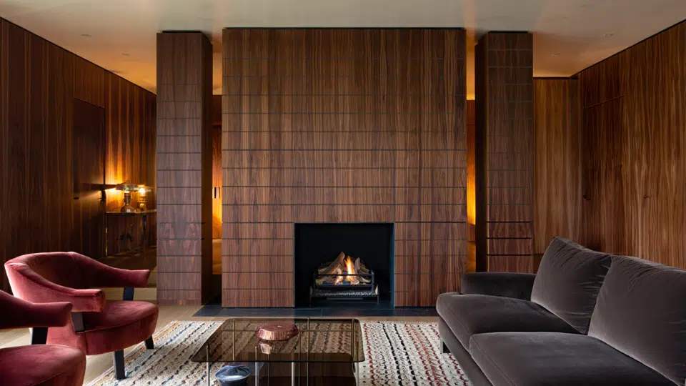 dark walnut wood paneling
