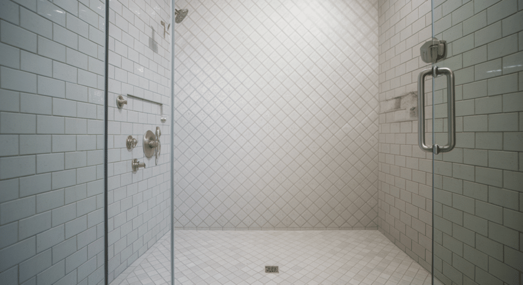 diagonal tile layout shower