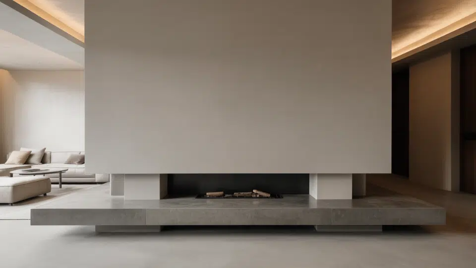 floating hearth with clean lines