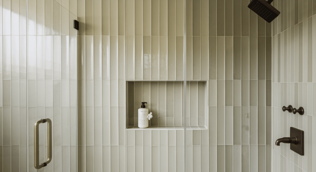 fluted or ribbed tile shower