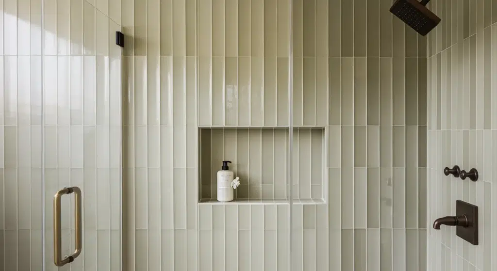 fluted or ribbed tile shower