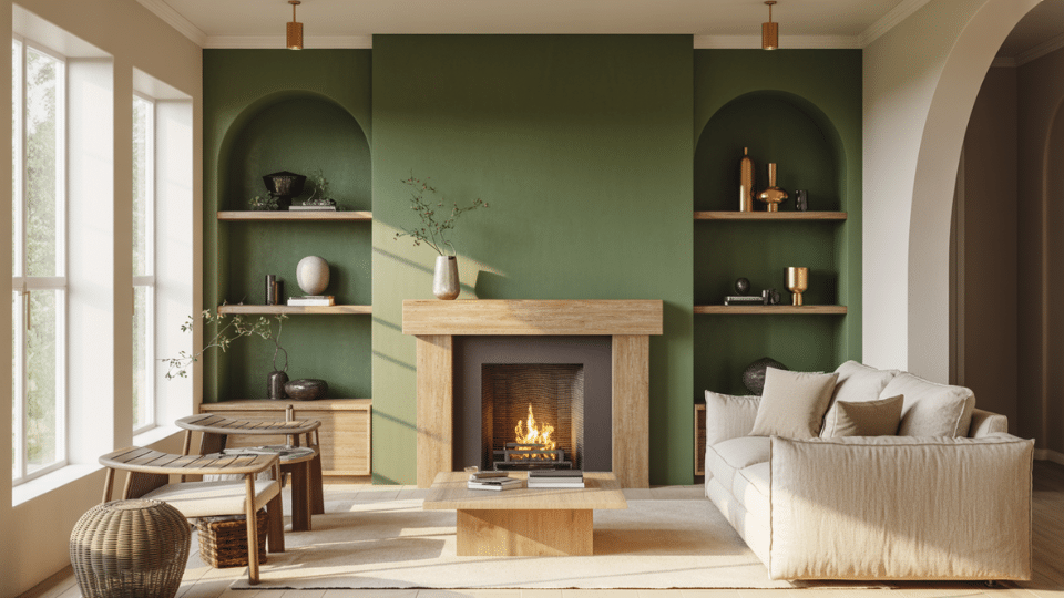forest green modern accent wall