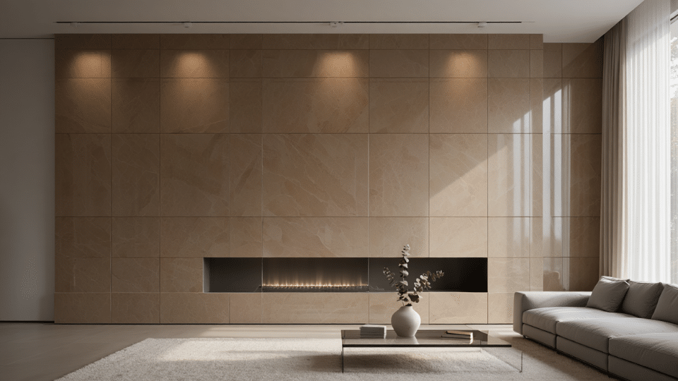 glossy large format porcelain tile