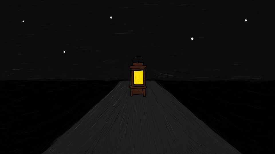 lantern lighting a dark path