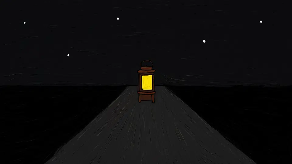 lantern lighting a dark path