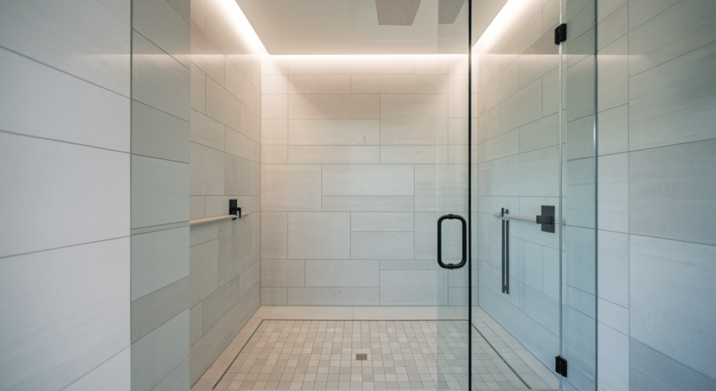 large format minimalist shower walls
