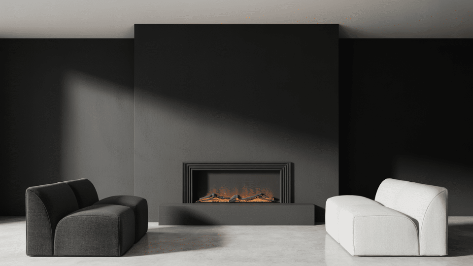 matte black statement fireplace wall
