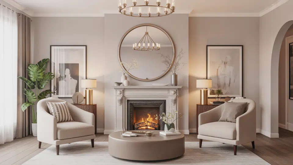 mirror centered accent wall