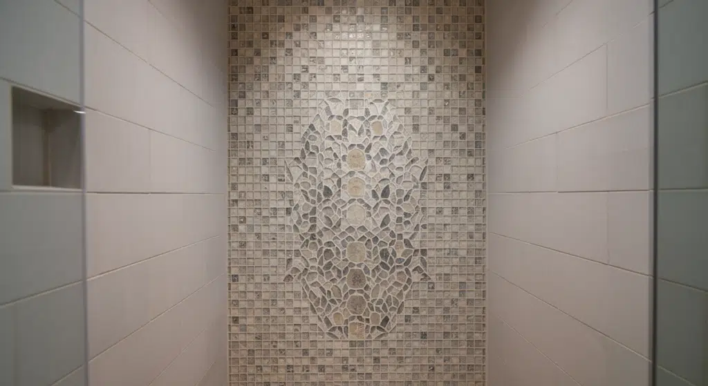 mosaic accent wall shower