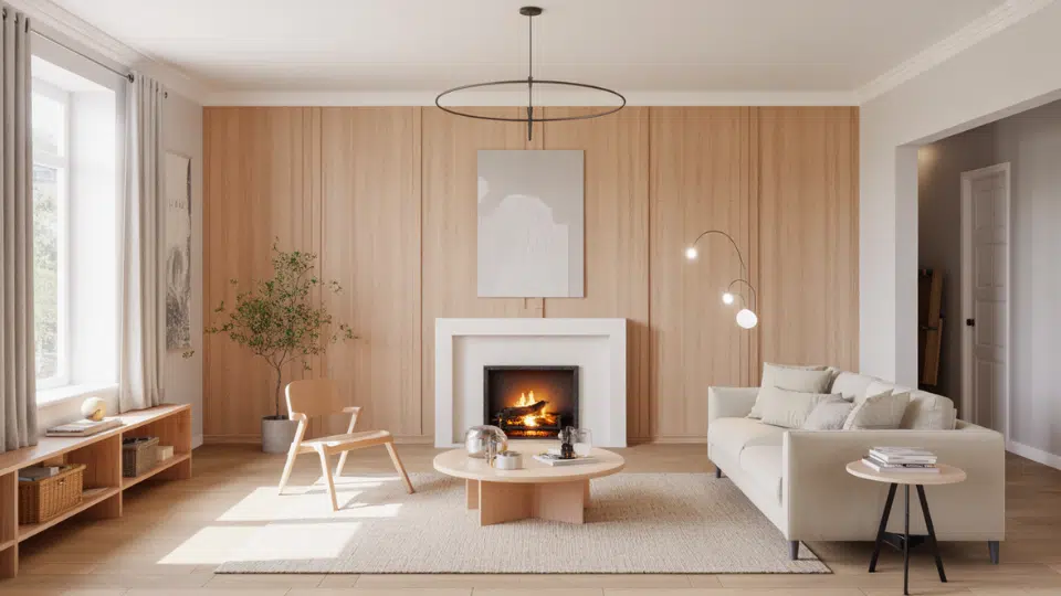 oak paneling accent wall