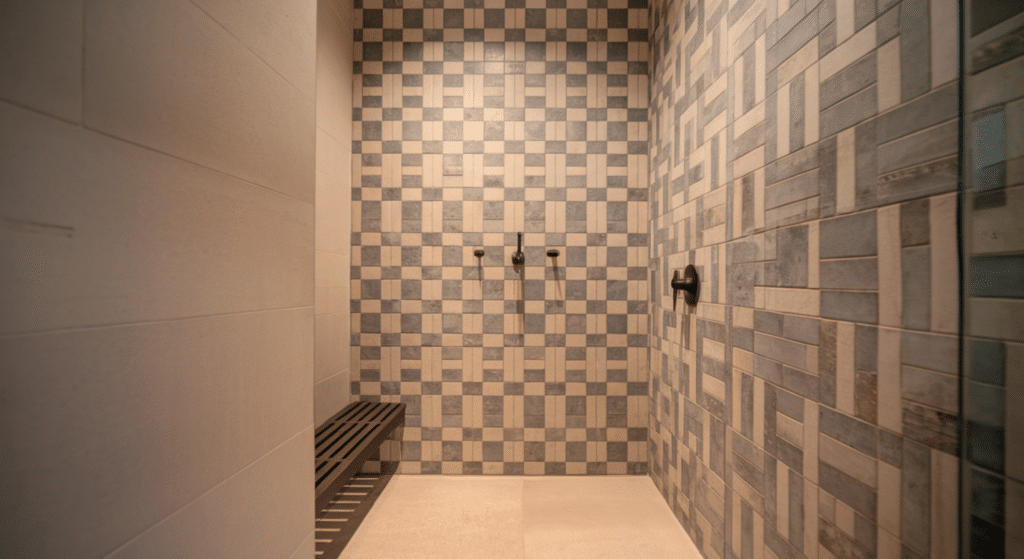 patterned cement tile shower