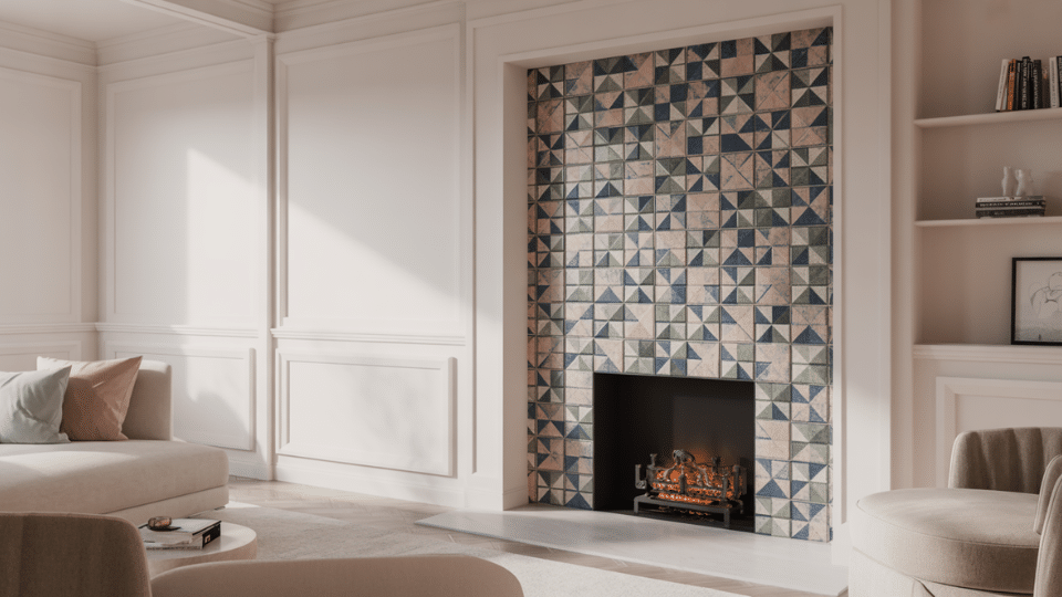 patterned ceramic accent wall