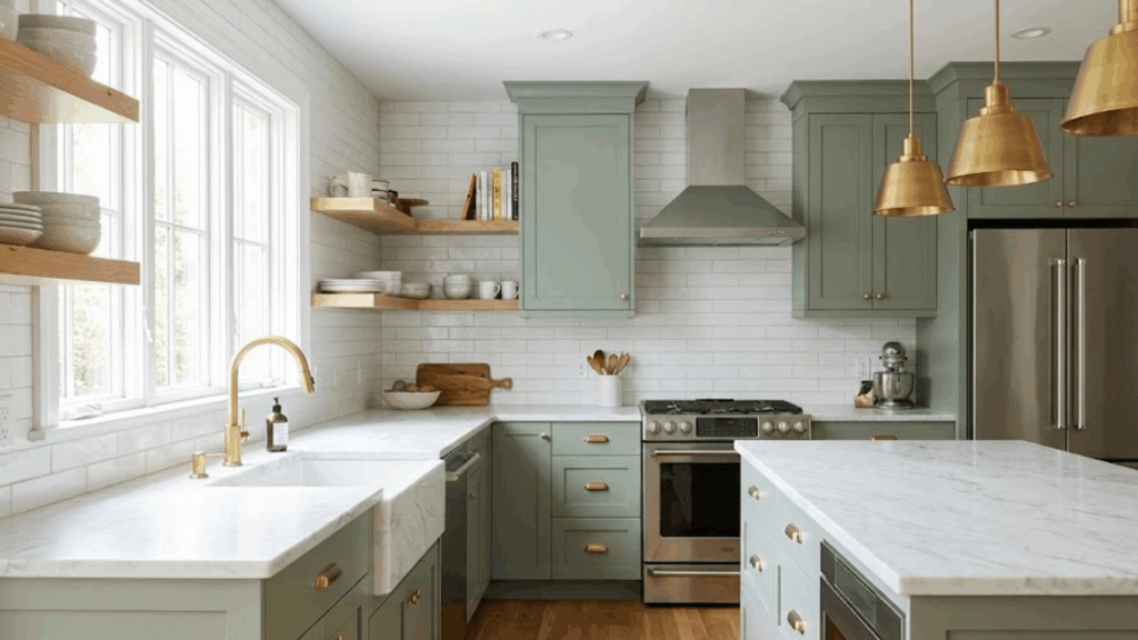 sage green in kitchens