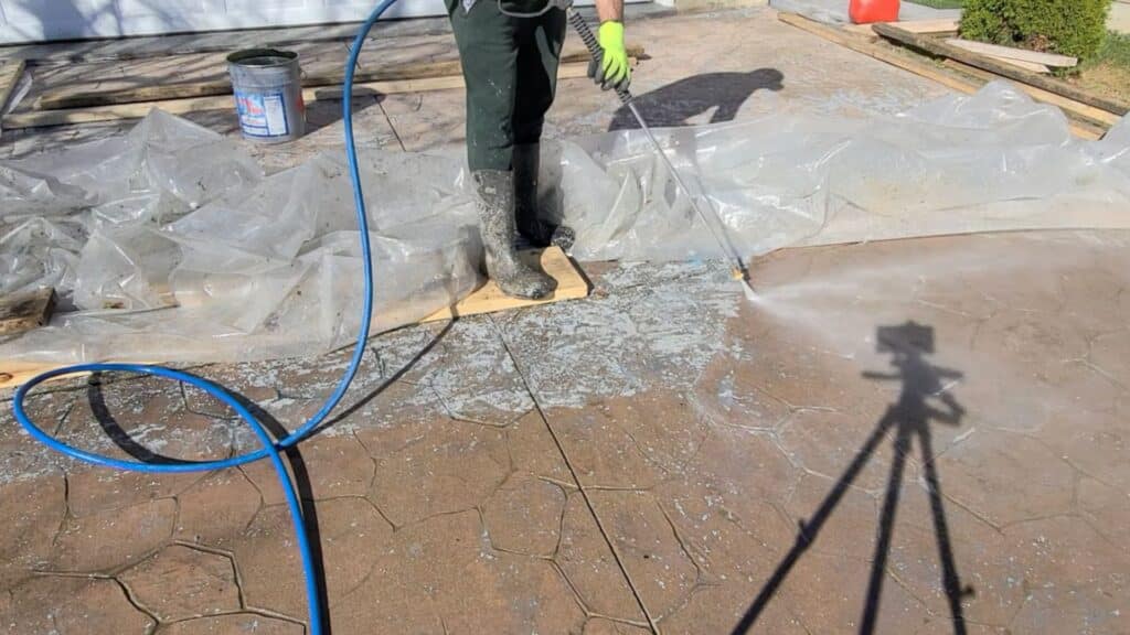 step 3 power wash the surface slowly And evenly