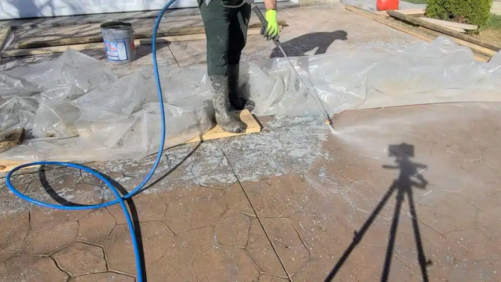 step 3 power wash the surface slowly And evenly