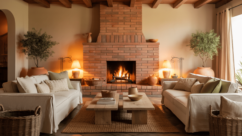 terracotta brick accent wall