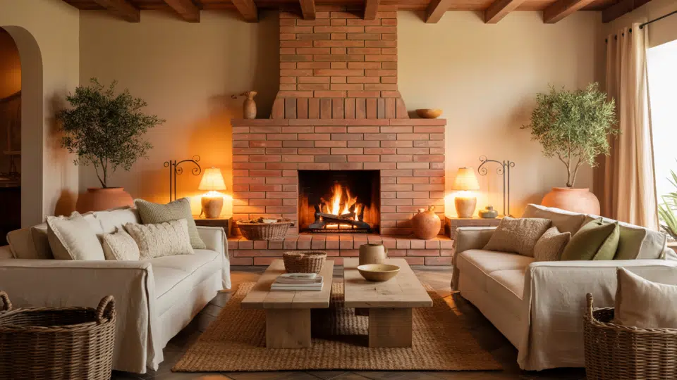 terracotta brick accent wall