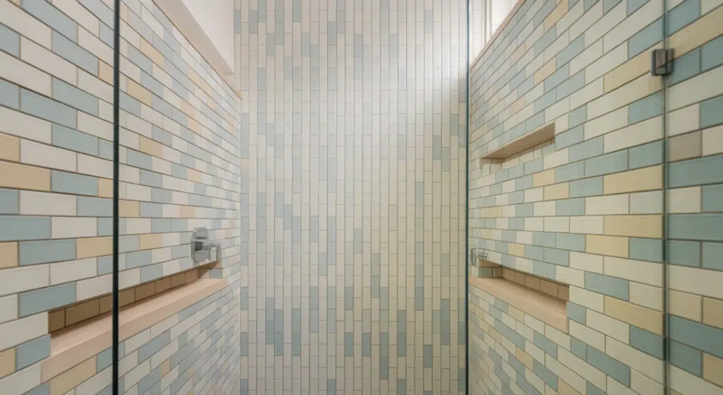 vertical stack tile shower