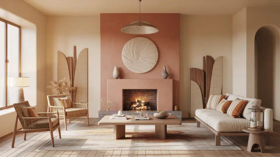 warm terracotta accent wall